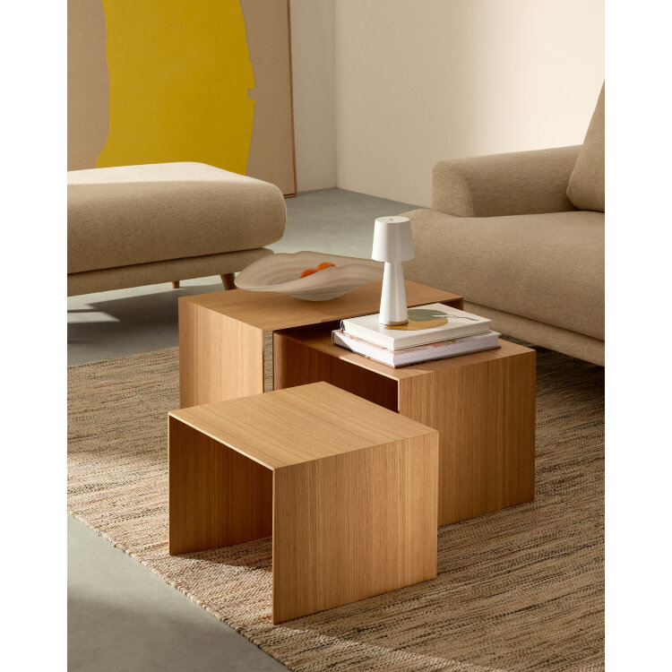 Litto Комплект из 3-х столиков из дубового шпона с отделкой натурального цвета