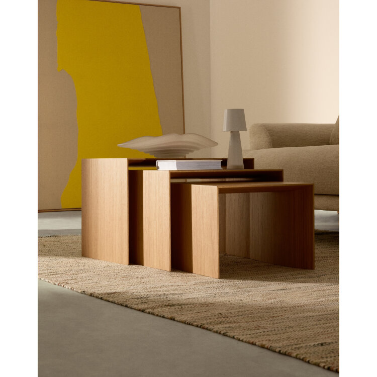 Litto Комплект из 3-х столиков из дубового шпона с отделкой натурального цвета