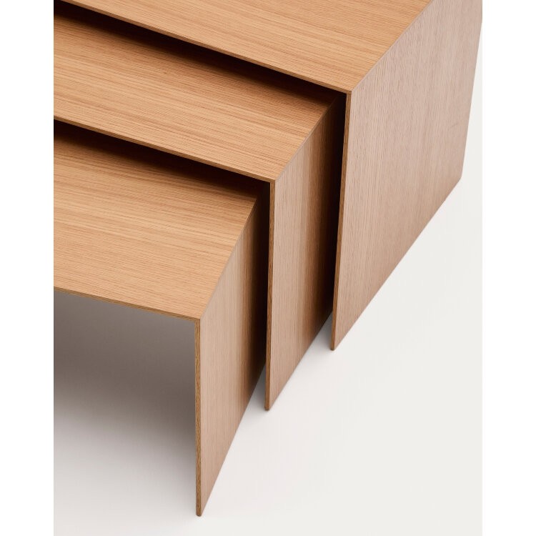 Litto Комплект из 3-х столиков из дубового шпона с отделкой натурального цвета