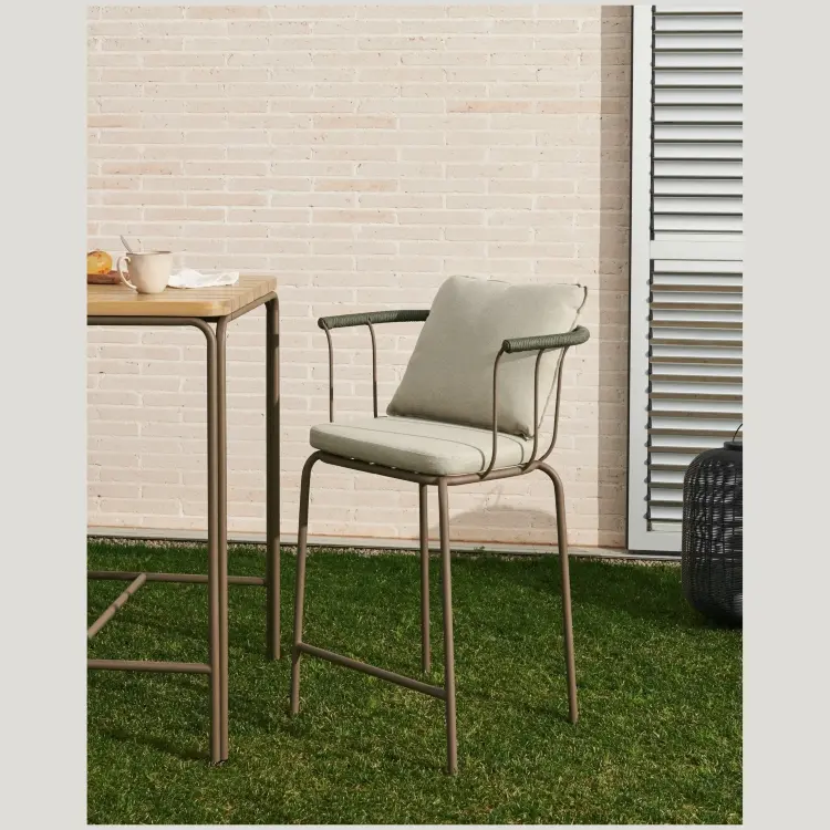 Salguer Барный стул из веревки и стали окрашенный в коричневый цвет