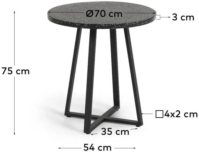 Круглый стол из терраццо Tella, черный Ø 75 см