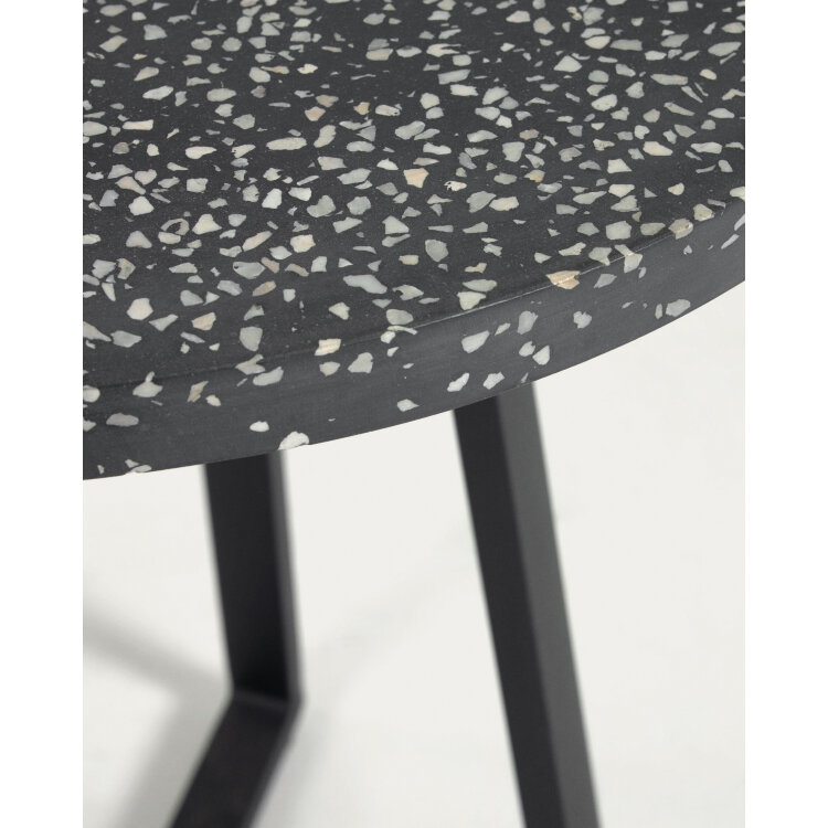 Круглый стол из терраццо Tella, черный Ø 75 см