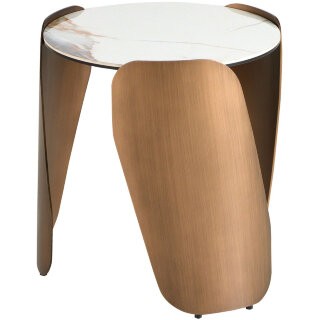 Приставной столик 2163 с керамической столешницей и стальным основанием бронзового цвета Ø140