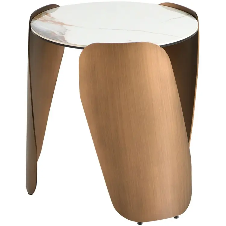 Приставной столик 2163 с керамической столешницей и стальным основанием бронзового цвета Ø140