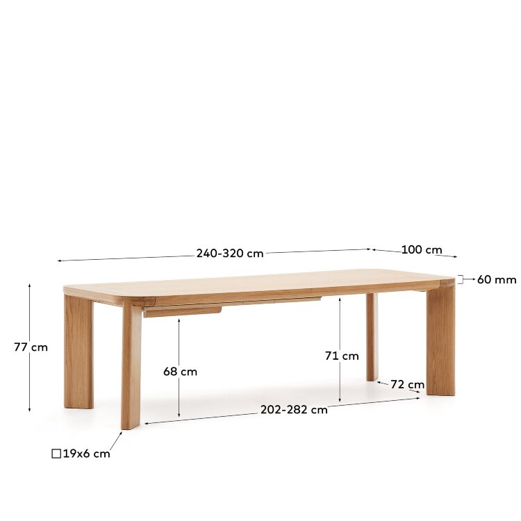 Стол Jondal раздвижной из дуба 240 (320) см x 100 см