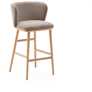 Ciselia Полубарный стул из коричневого шенилла и ясеня в натуральной отделке