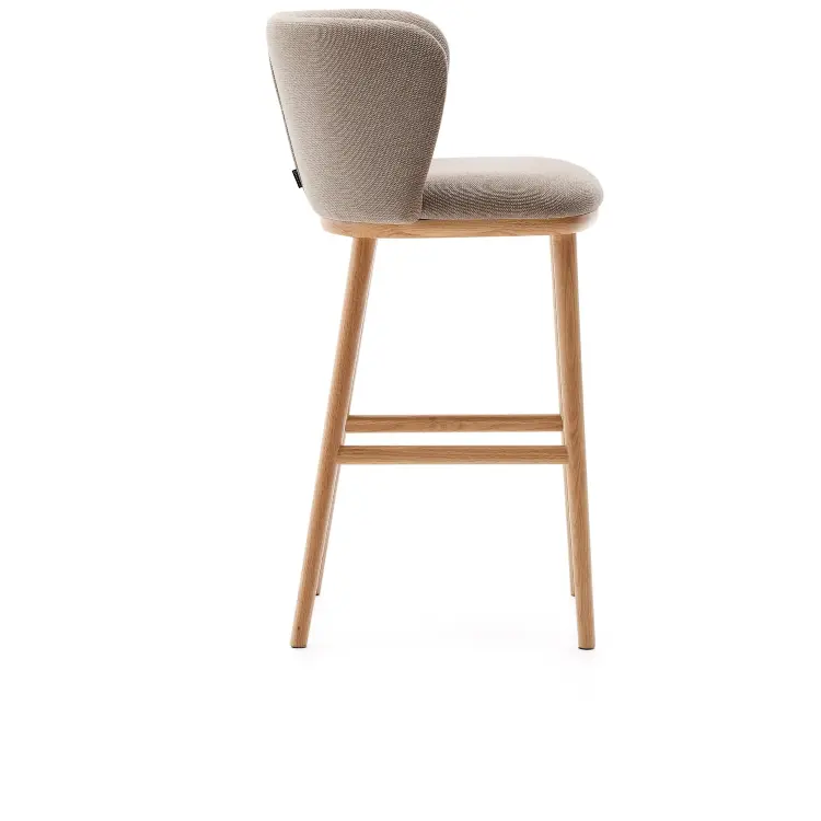 Ciselia Полубарный стул из коричневого шенилла и ясеня в натуральной отделке