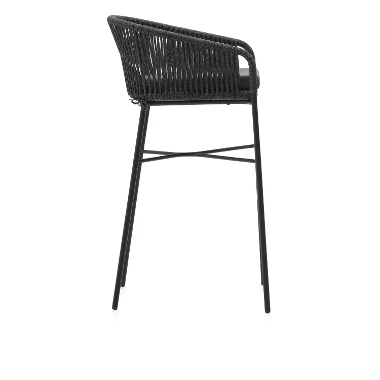 Веревочный барный стул Yanet черного цвета 80 см