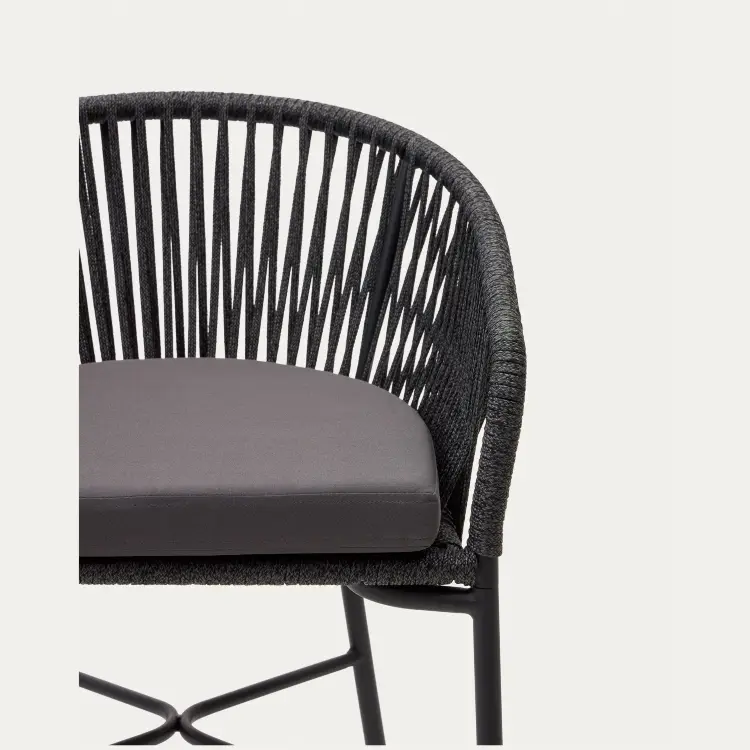 Веревочный барный стул Yanet черного цвета 80 см