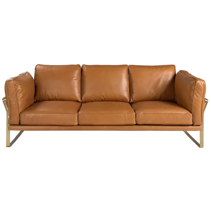 Диван 3-местный 6230 из кожи верблюжьего цвета