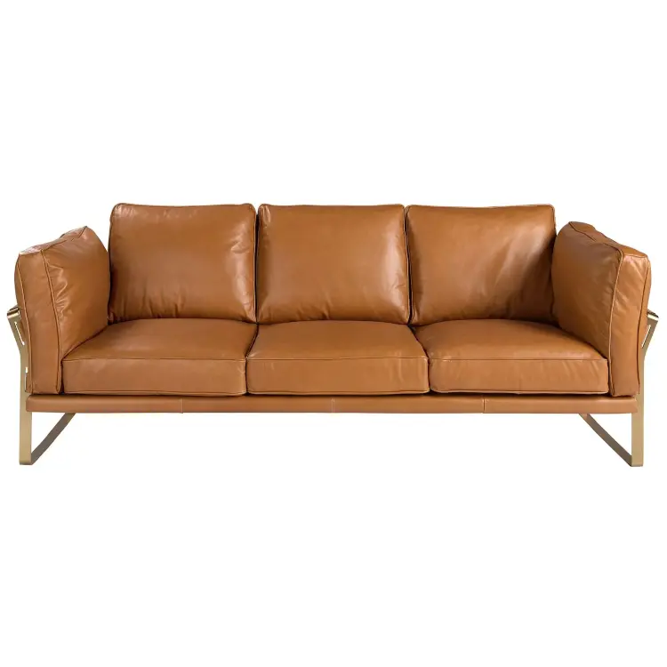 Диван 3-местный 6230 из кожи верблюжьего цвета