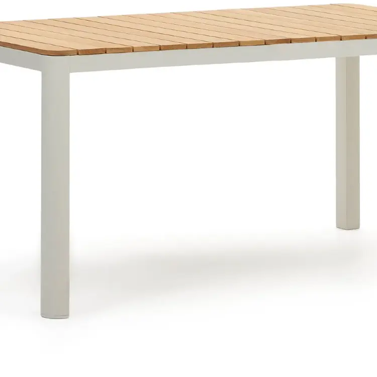 Bona Уличный стол из алюминия в белой отделке и тикового дерева 160 x 90 см