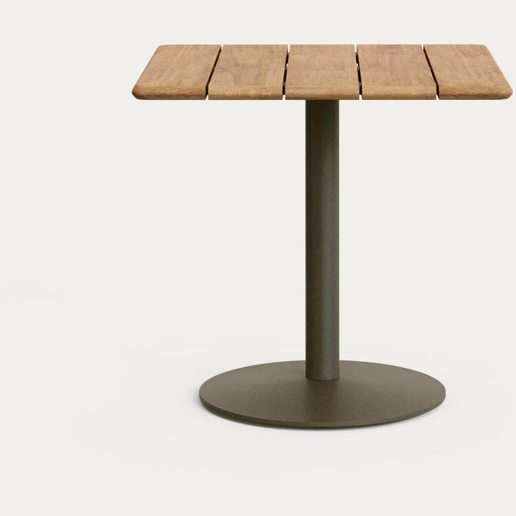 Уличный стол Esilda из акации и зелёной стали 80х80 см
