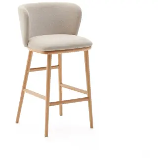 Ciselia Полубарный стул из бежевого шенилла и ясеня в натуральной отделке