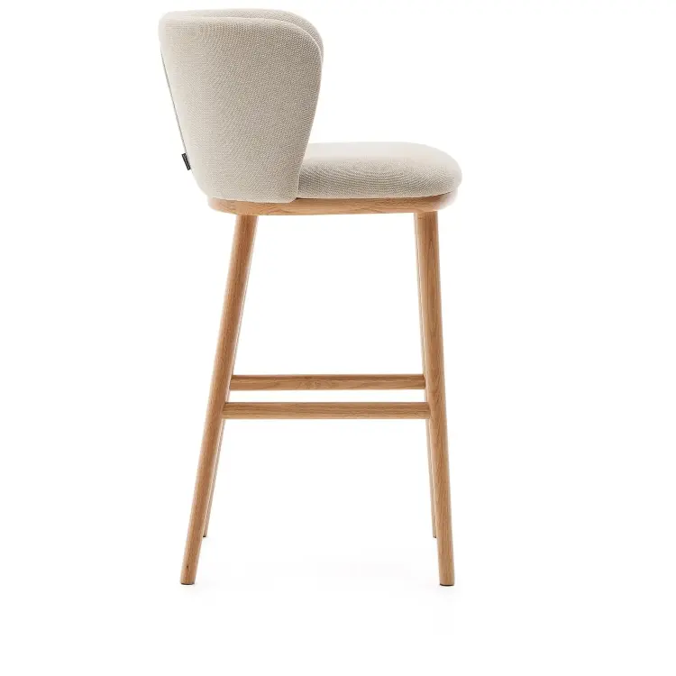 Ciselia Полубарный стул из бежевого шенилла и ясеня в натуральной отделке