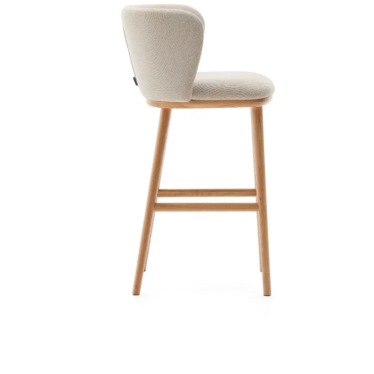 Ciselia Полубарный стул из бежевого шенилла и ясеня в натуральной отделке