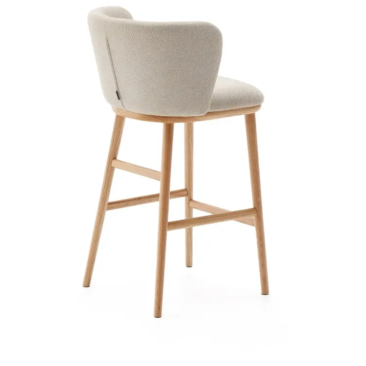 Ciselia Полубарный стул из бежевого шенилла и ясеня в натуральной отделке