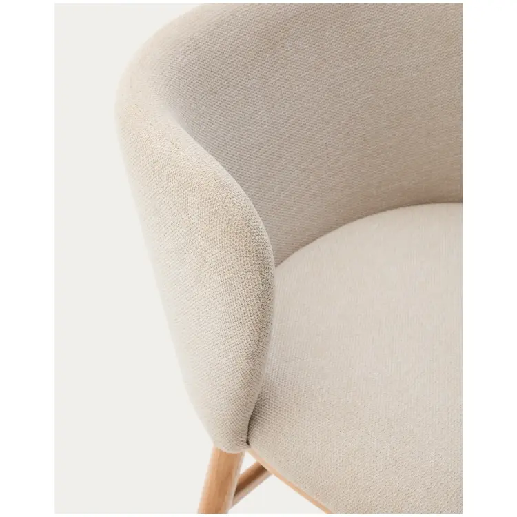 Ciselia Полубарный стул из бежевого шенилла и ясеня в натуральной отделке