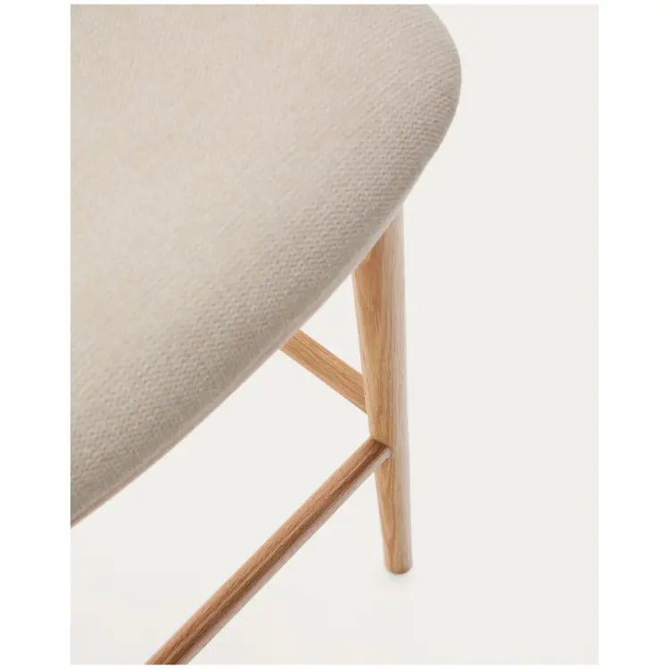 Ciselia Полубарный стул из бежевого шенилла и ясеня в натуральной отделке