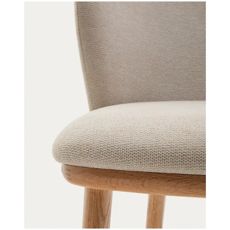 Ciselia Полубарный стул из бежевого шенилла и ясеня в натуральной отделке