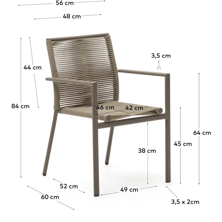 Culip Садовый стул из алюминия и шнура в коричневом цвете