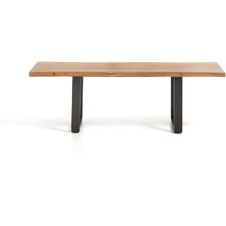 Скамейка Uxue из массива акации с черными стальными ножками, 140 x 45 см