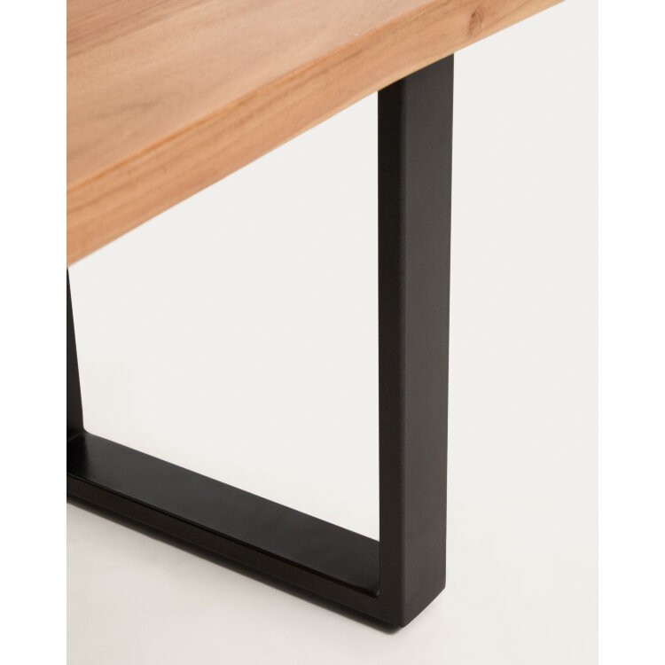 Скамейка Uxue из массива акации с черными стальными ножками, 140 x 45 см