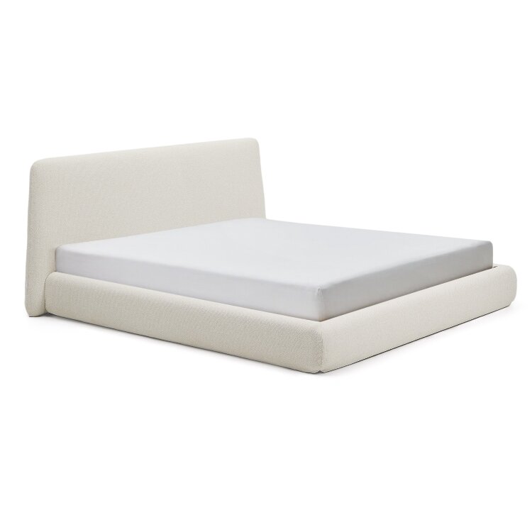 Кровать Martina со съемным чехлом из шенилла цвета экрю 180 x 200