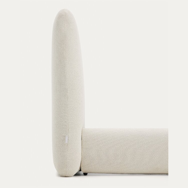 Кровать Martina со съемным чехлом из шенилла цвета экрю 180 x 200