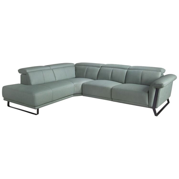 Угловой диван- реклайнер с левым шезлонгом 6251 из бирюзовой кожи