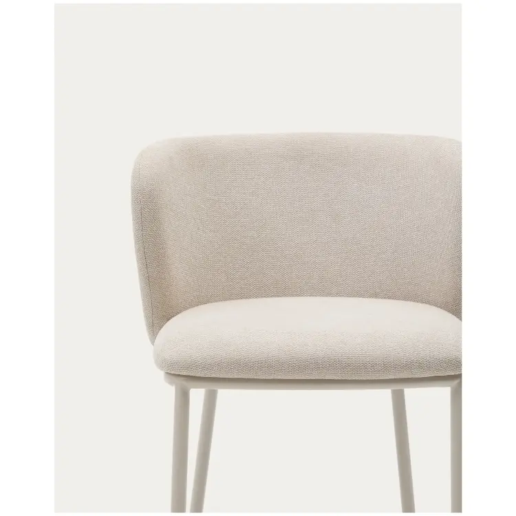 Полубарный стул Ciselia из бежевого шенилла и бежевой стали, 65 см