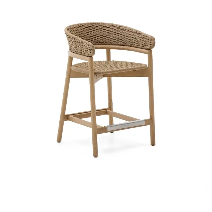 Arinella Полубарный стул из массива акации и коричневой веревки 65 см