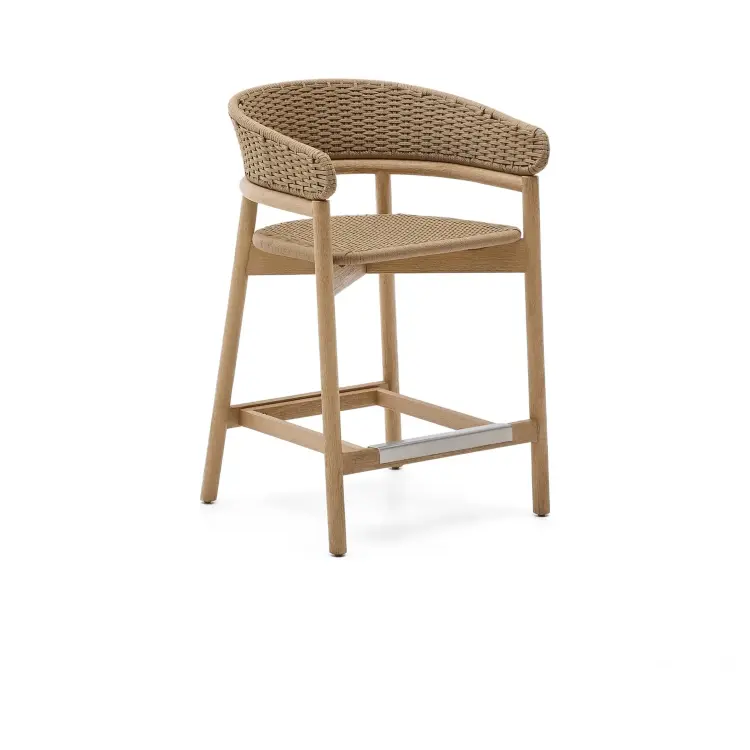 Arinella Полубарный стул из массива акации и коричневой веревки 65 см