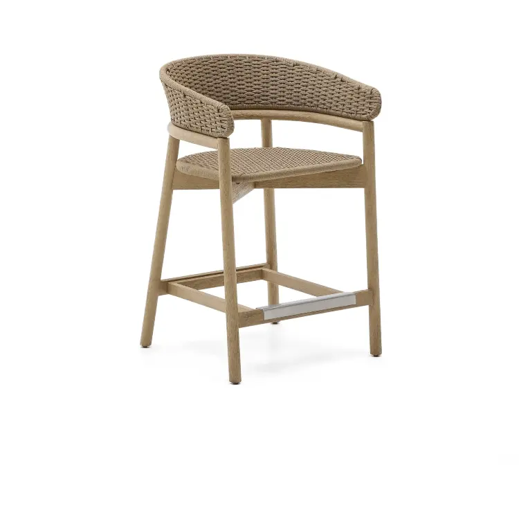 Arinella Полубарный стул из массива акации и коричневой веревки 65 см