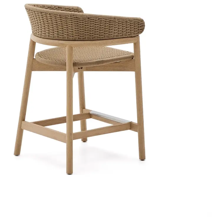 Arinella Полубарный стул из массива акации и коричневой веревки 65 см