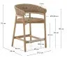 Arinella Полубарный стул из массива акации и коричневой веревки 65 см