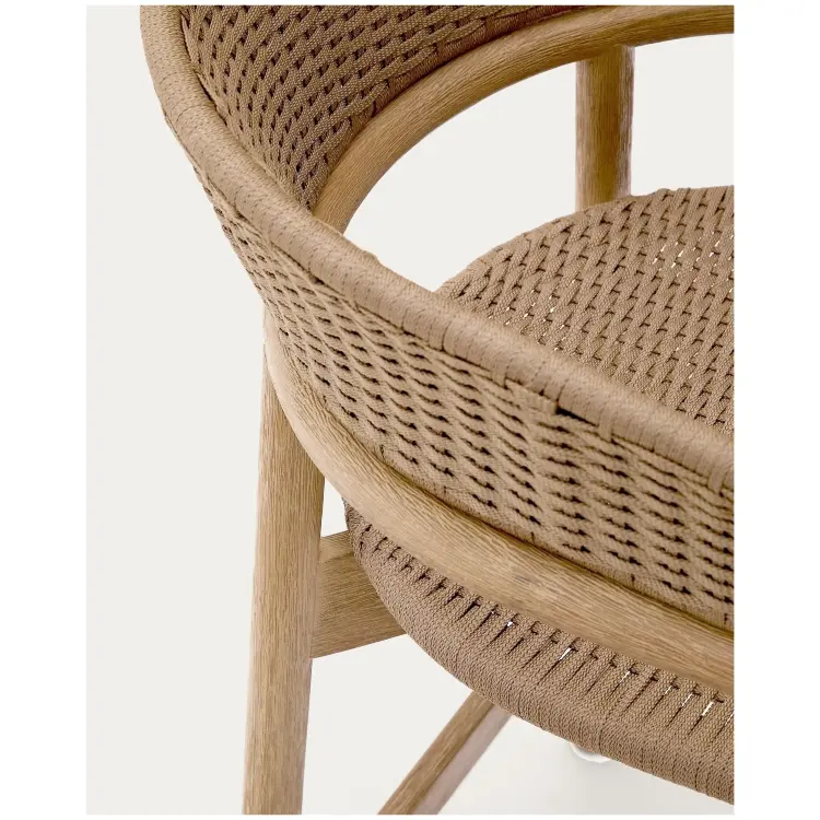 Arinella Полубарный стул из массива акации и коричневой веревки 65 см