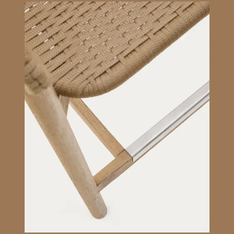 Arinella Полубарный стул из массива акации и коричневой веревки 65 см