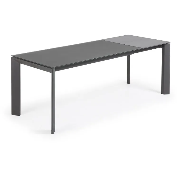 Стол Atta 160 (220) x90 антрацит, темно-серый, стекло