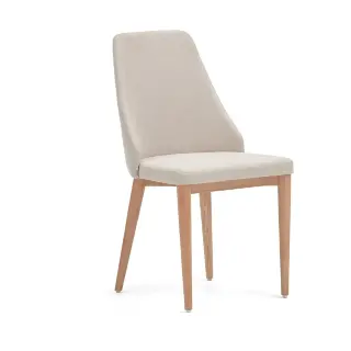 Rosie Стул из бежевой синели с ножками из массива ясеня