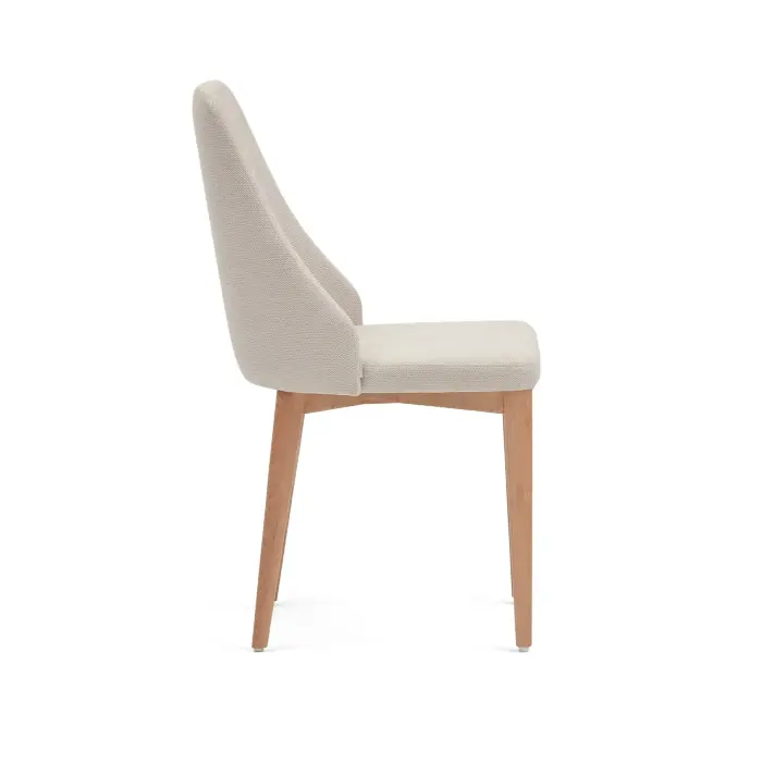 Rosie Стул из бежевой синели с ножками из массива ясеня