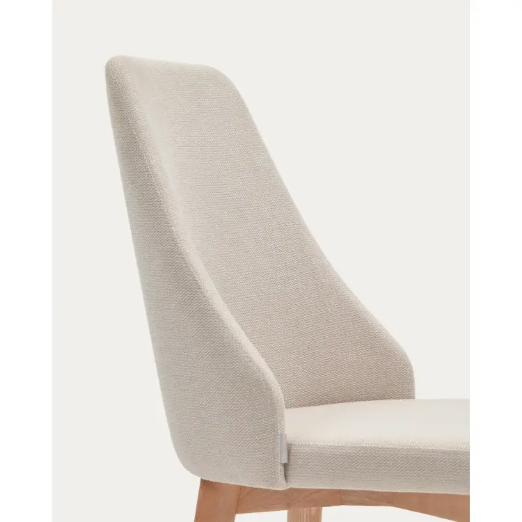 Rosie Стул из бежевой синели с ножками из массива ясеня