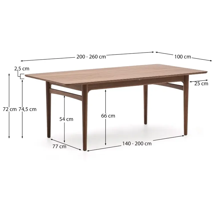 Стол раздвижной Elan из шпона и массива ореха 200 (260) x 100