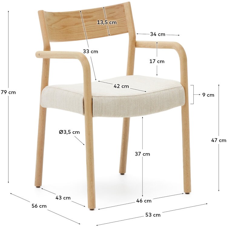 Стул Falconera со съемным чехлом из массива дуба с натуральной отделкой FSC Mix Credit