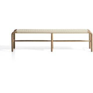 Скамейка Alipa из массива акации и веревки цвета экрю