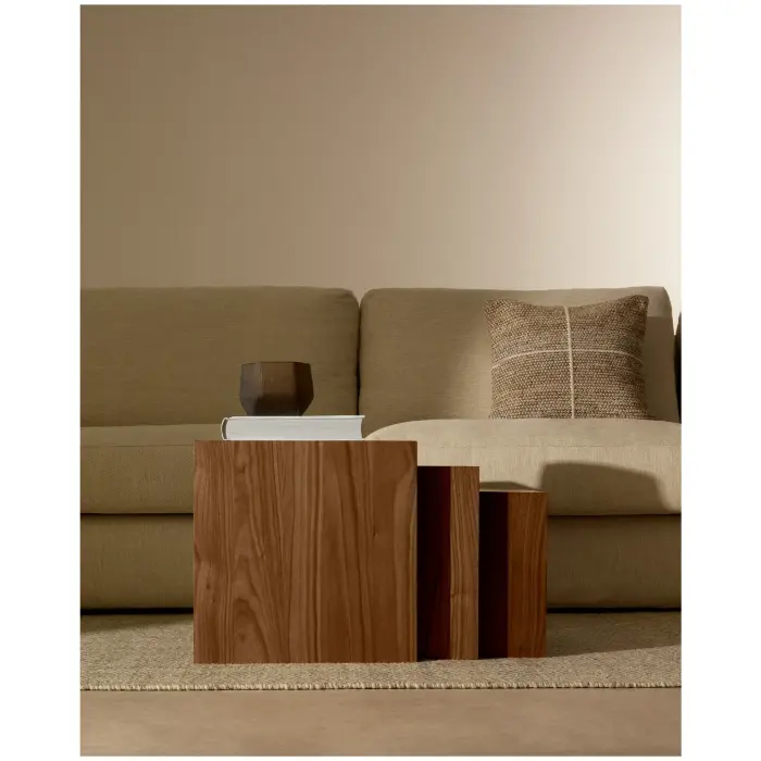 Litto Комплект из 3-х столиков из орехового шпона с отделкой натурального цвета