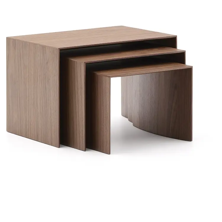 Litto Комплект из 3-х столиков из орехового шпона с отделкой натурального цвета