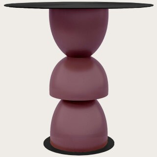 Столик Metric с круглой столешницей, черный металл, бордовый