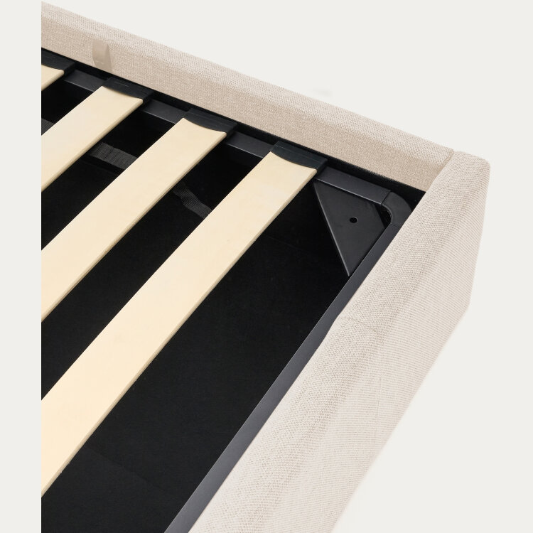 Кровать Nahiri бежевого цвета из шенилла с ящиком для хранения 90 x 200 см