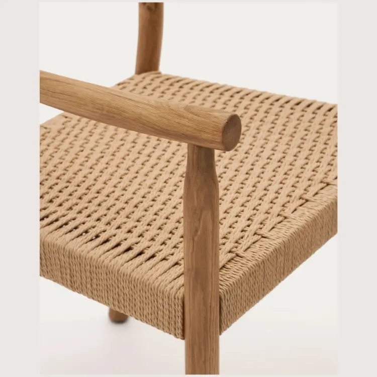 Yalia Стул из массива дуба с натуральной отделкой и сиденьем из 100% веревки